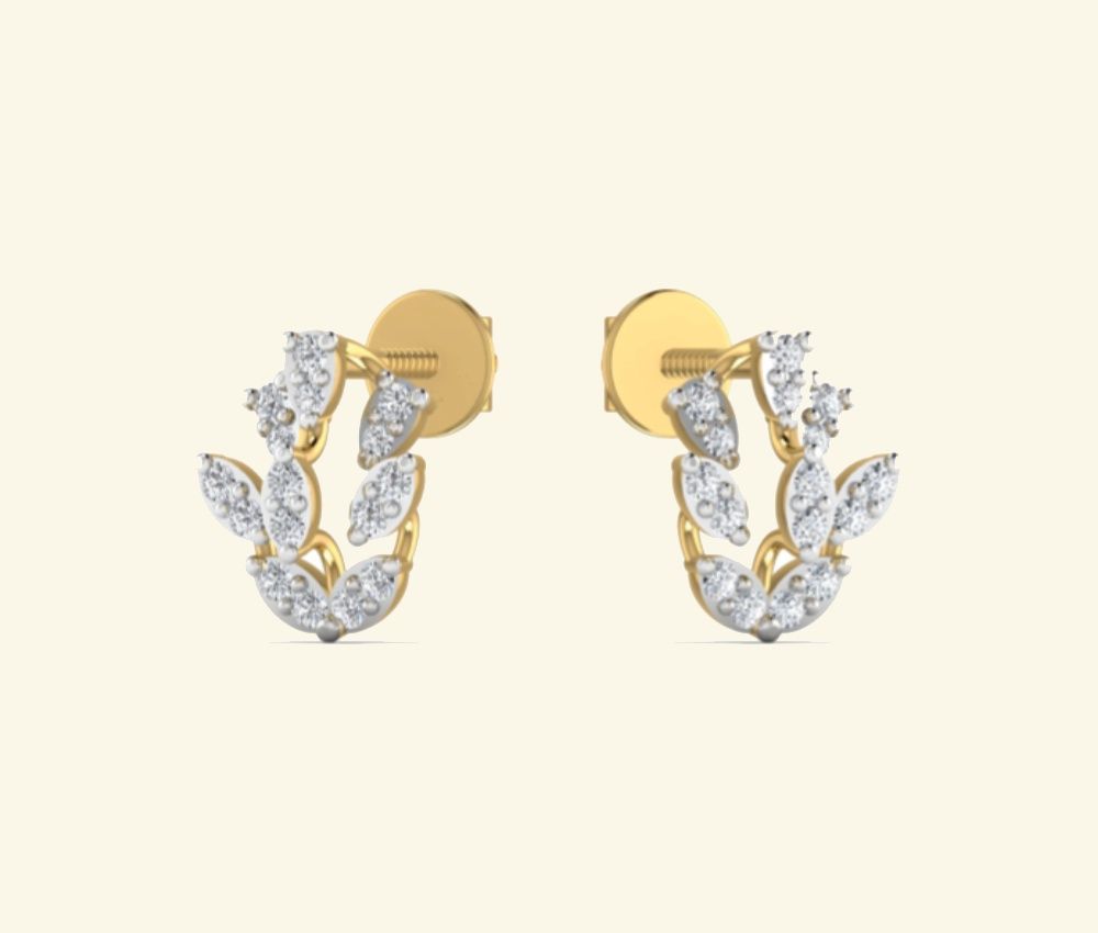 Marquise diamond stud earrings with refined gold band. — 1.98 GM gold