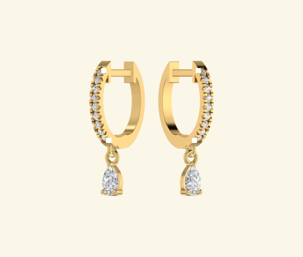 Pavé hoop drop earrings with continuous diamond line. — 1.70 GM gold