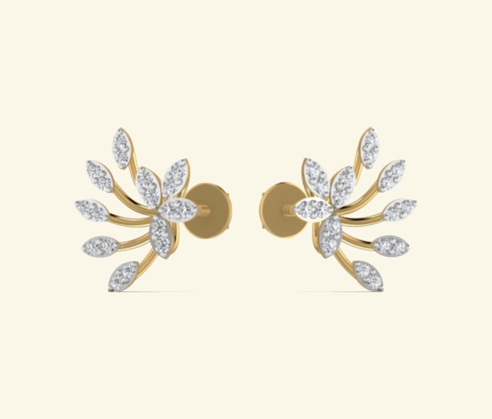 Pavé sweep climber earrings with marquise station detail. — 2.70 GM gold