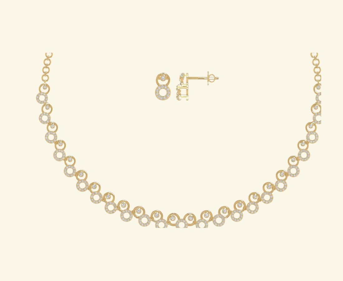 Slim curved diamond necklace with marquise stations. — 1.87 GM gold
