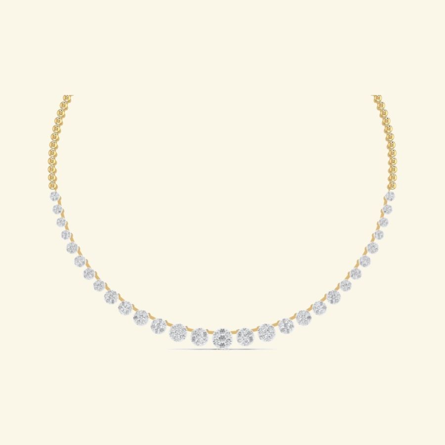 Full diamond strand necklace, continuous round-cut pavé. — 24.63 GM gold