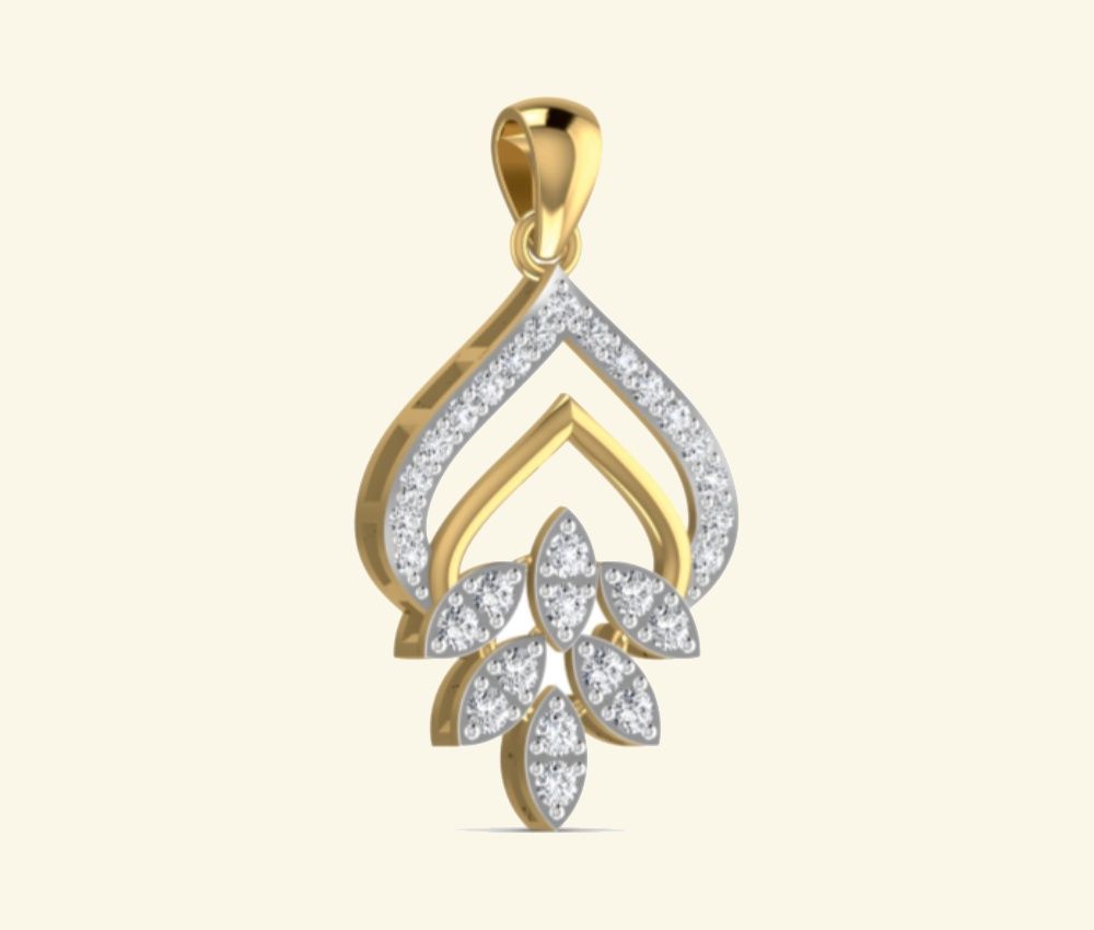 Geometric drop pendant with floating diamond center. — 2.38 GM gold