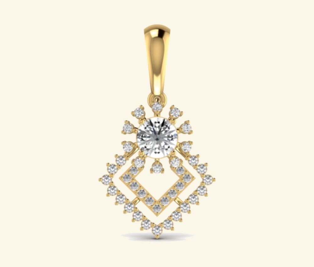 Diamond rhombus pendant with bezel-set centerpiece. — 2.65 GM gold