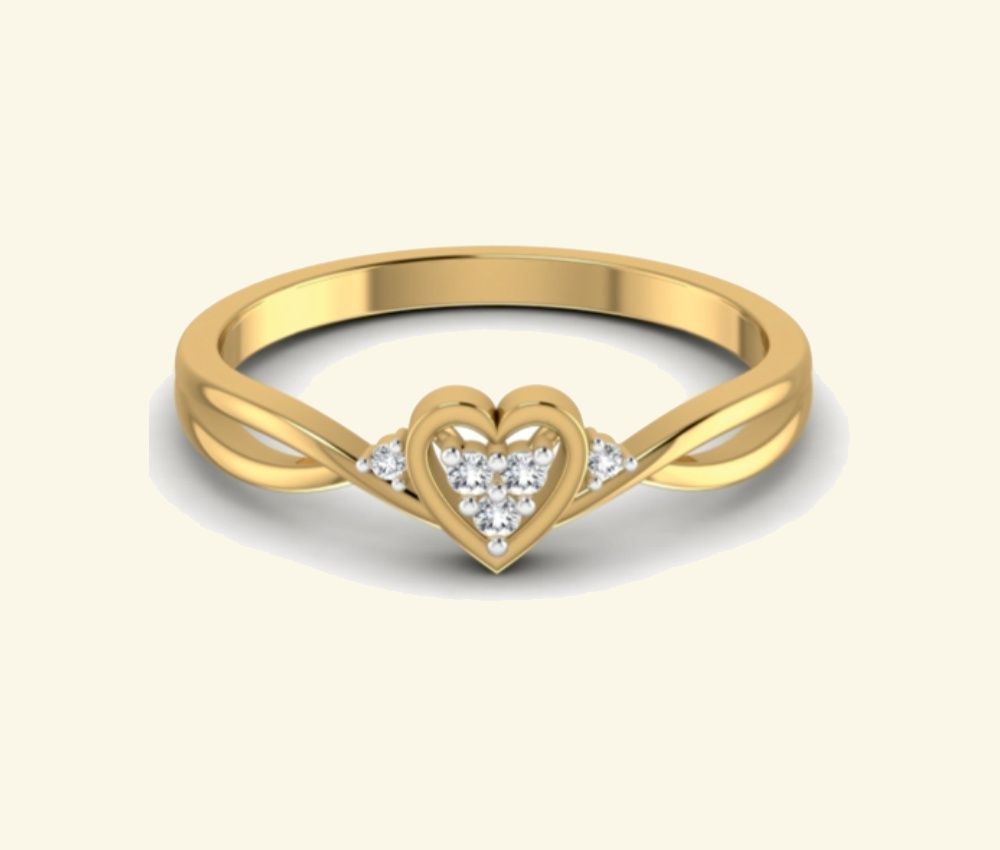 Heart-cluster diamond ring with split-shank silhouette. — 2.30 GM gold
