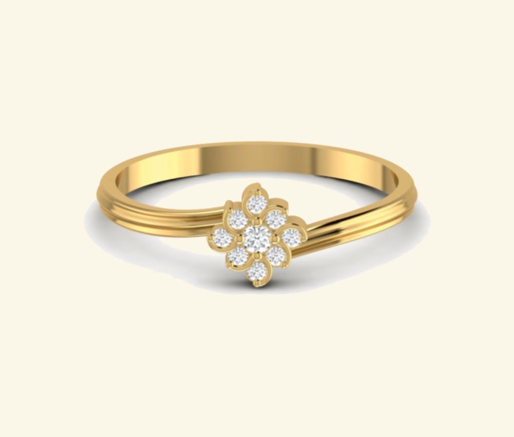 Diamond cluster band with four-stone floral set. — 1.31 GM gold