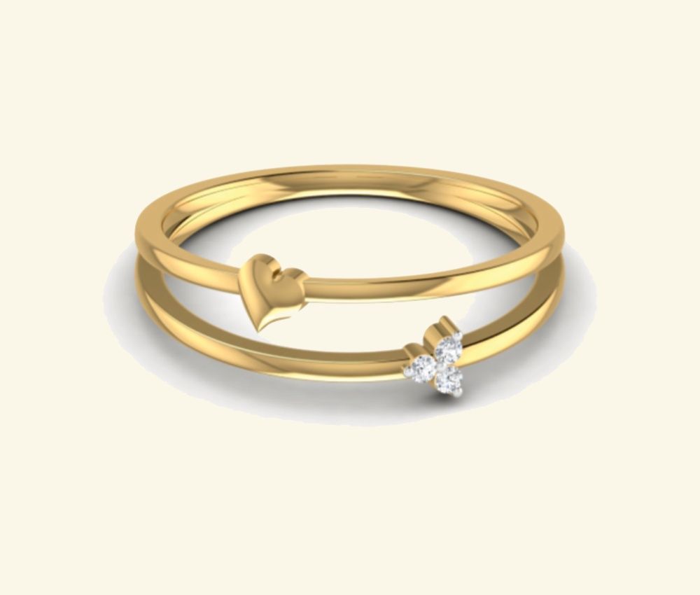 Solitaire halo ring with pavé-set diamond crown. — 1.49 GM gold