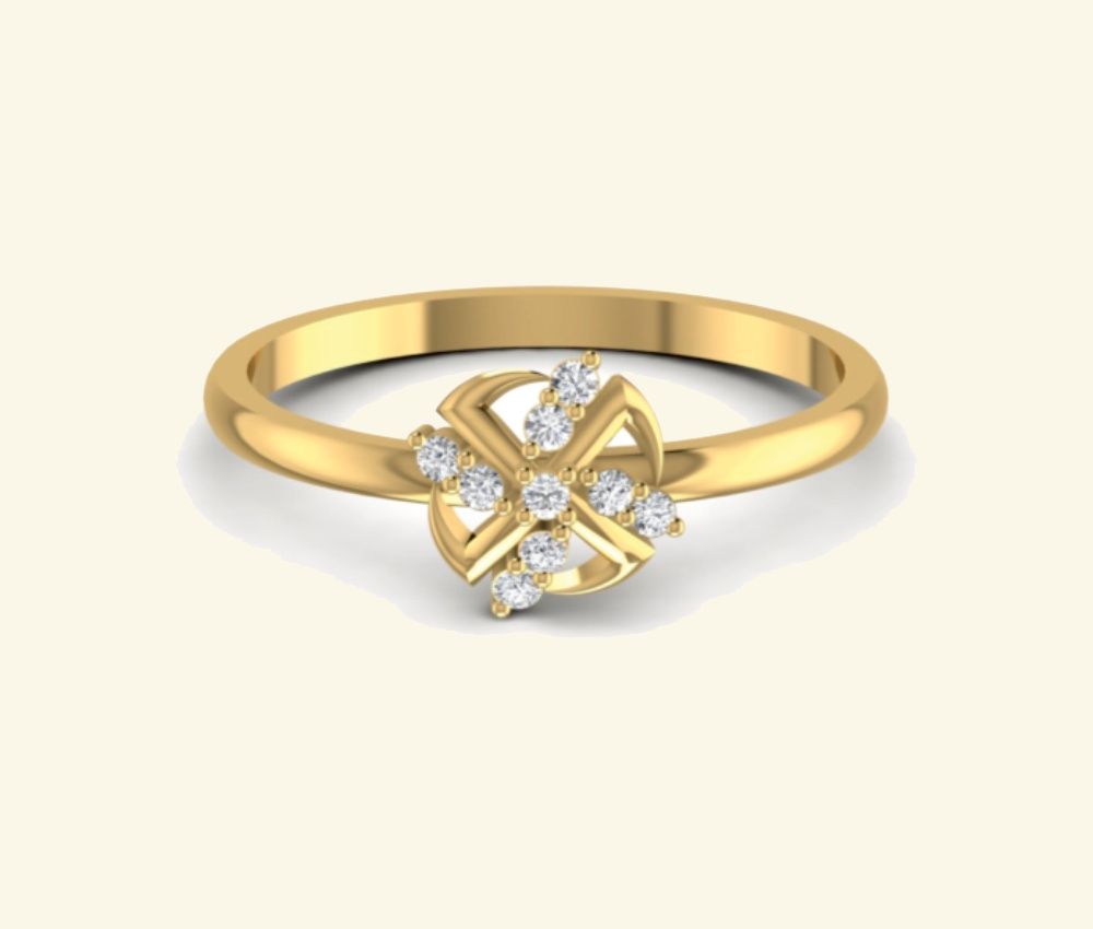 Floral cluster diamond ring with sculpted shank. — 1.65 GM gold