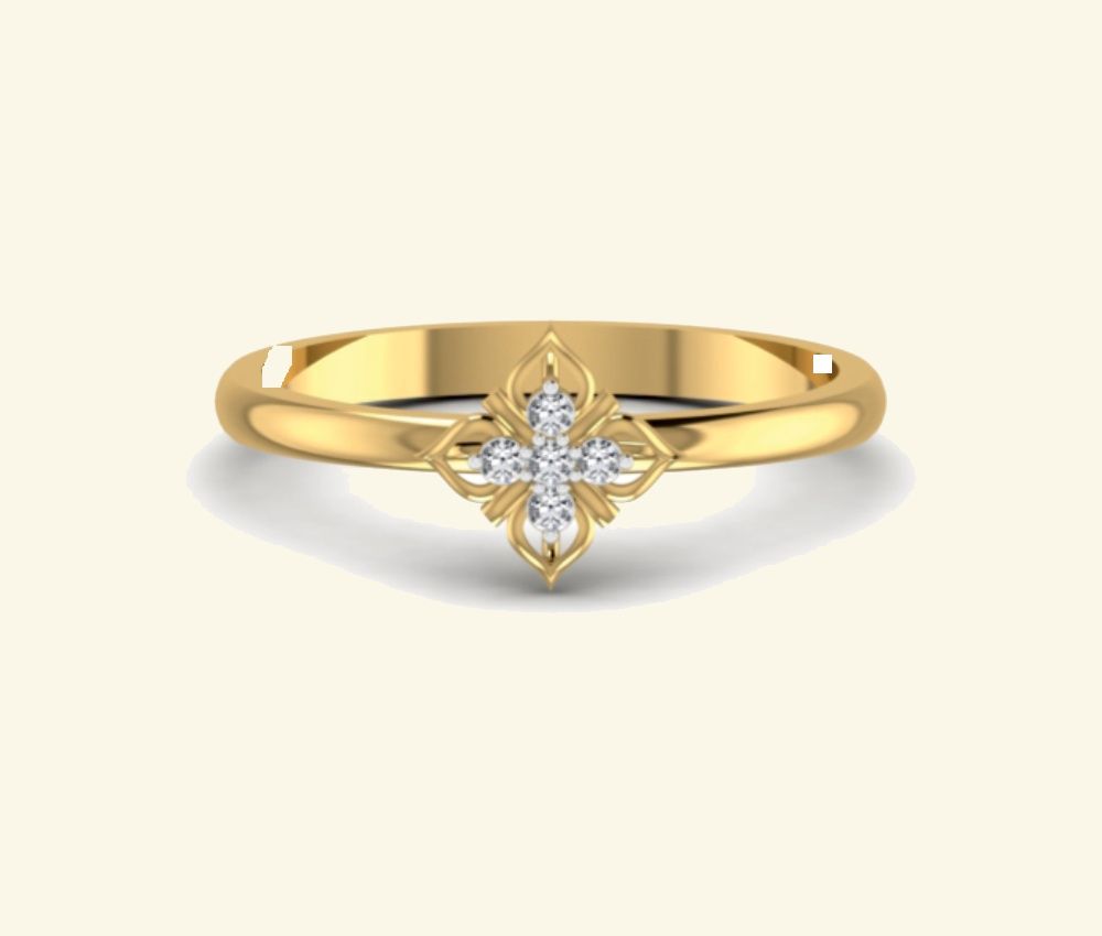 Solitaire diamond ring with knife-edge band detail. — 1.32 GM gold