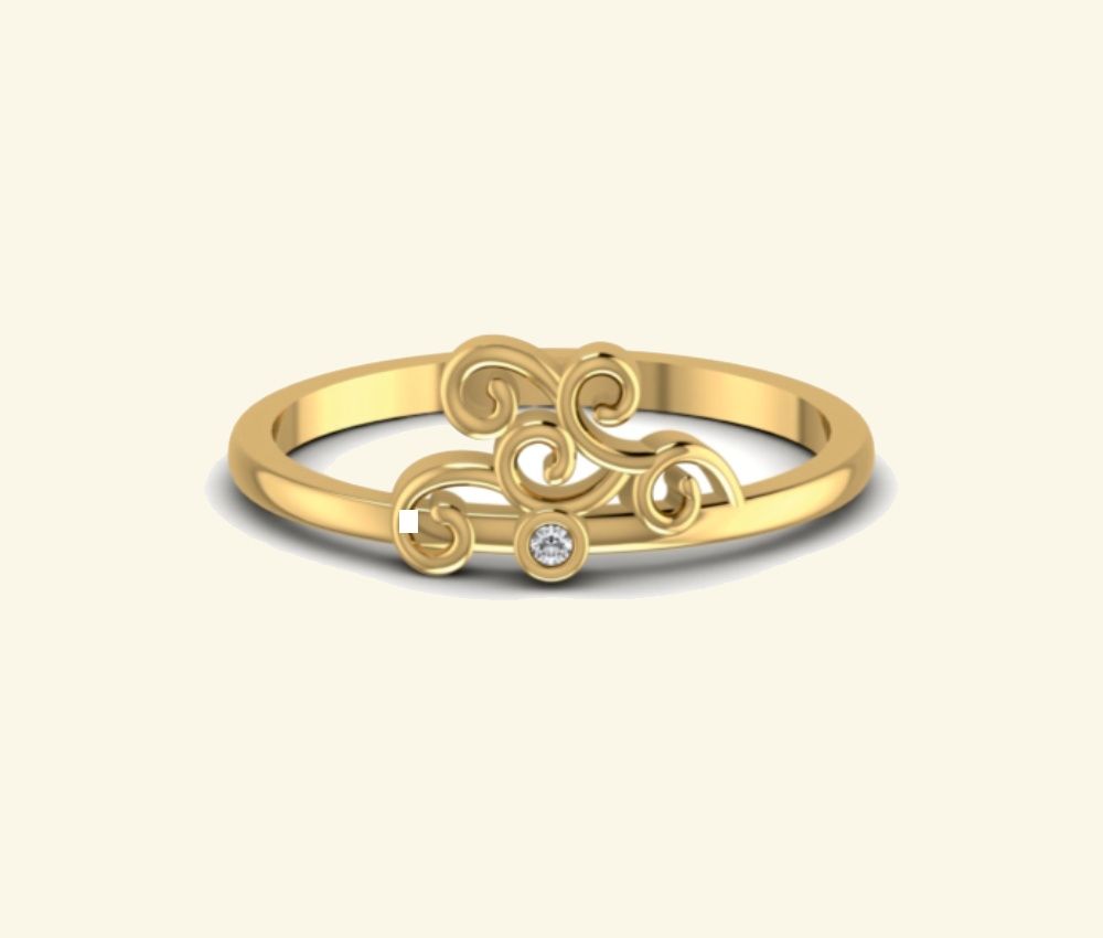 Modern split-shank diamond ring with pavé crown. — 1.83 GM gold