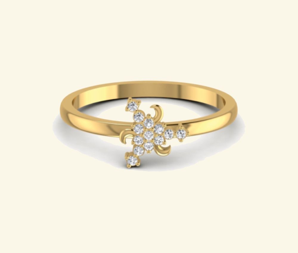 Bezel solitaire band with low-profile diamond setting. — 1.72 GM gold