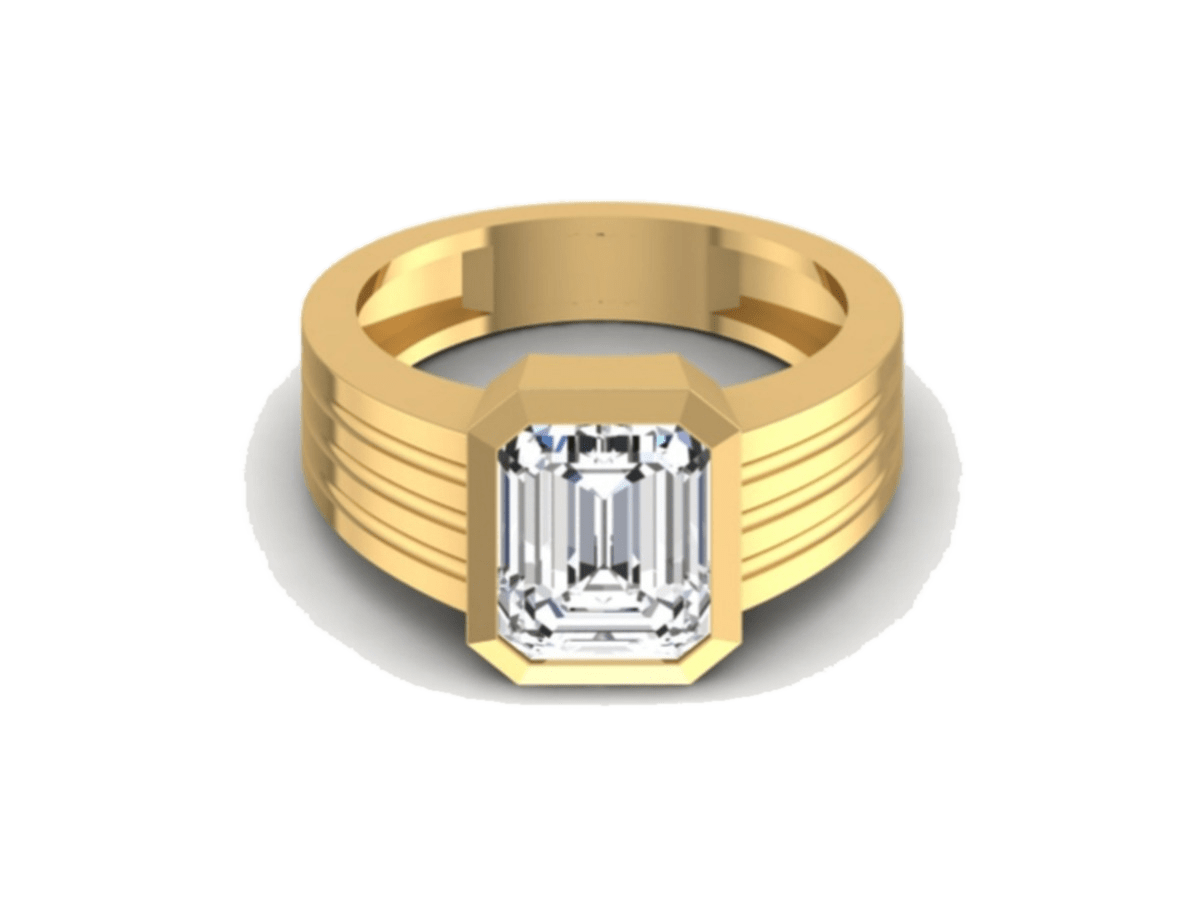 Emerald-Cut Bezel Signet — 14KT Yellow