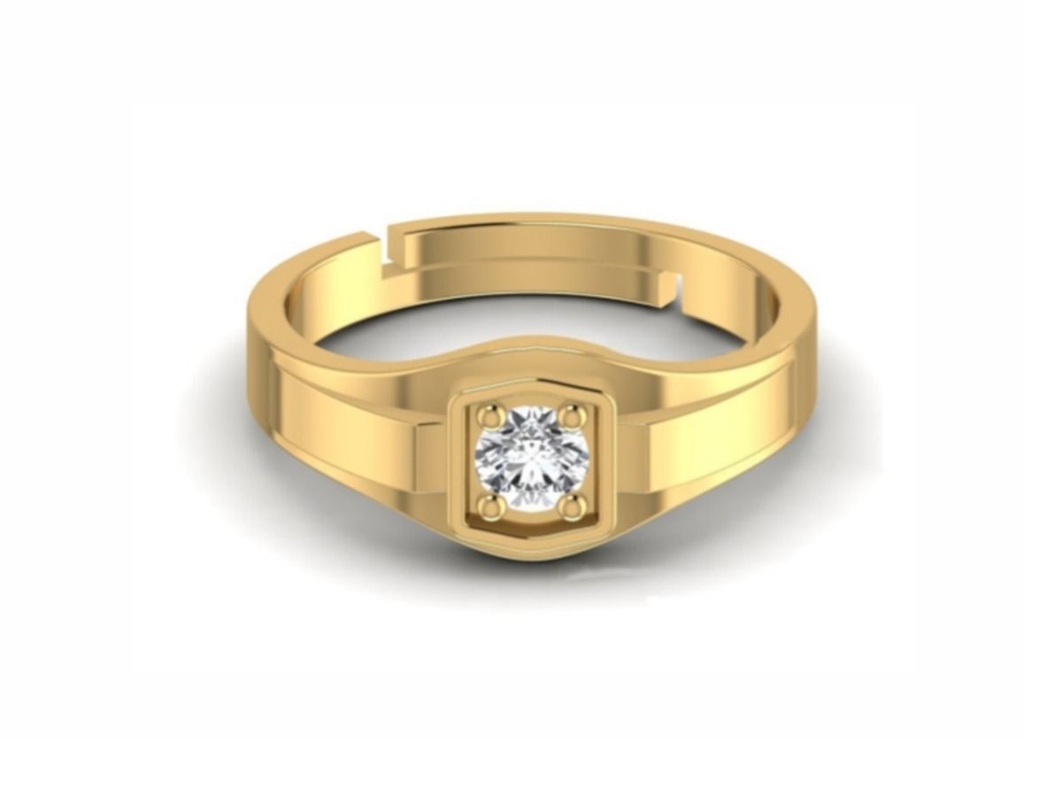 Hexagonal bezel solitaire, bold geometric frame — 4.11g gold