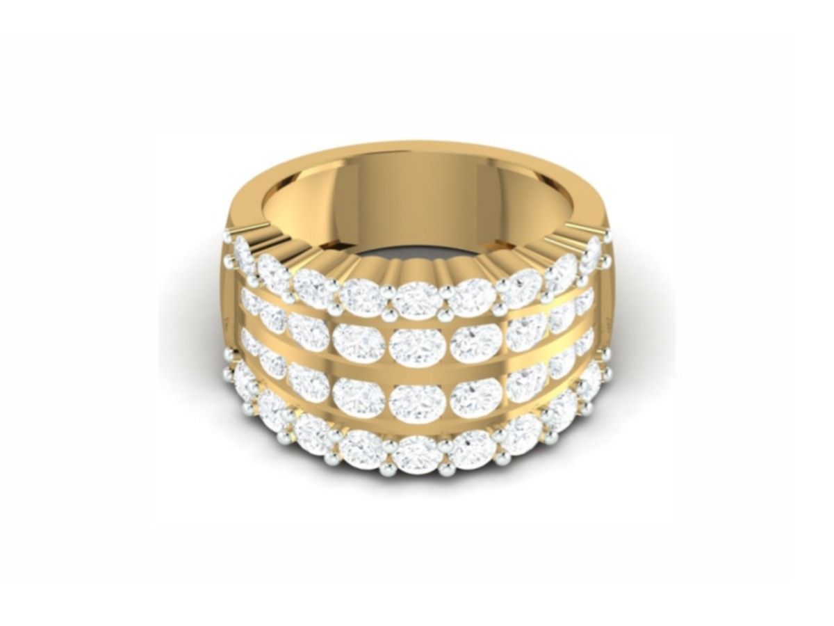 Wide multi-row round brilliant statement band — 6.79g gold