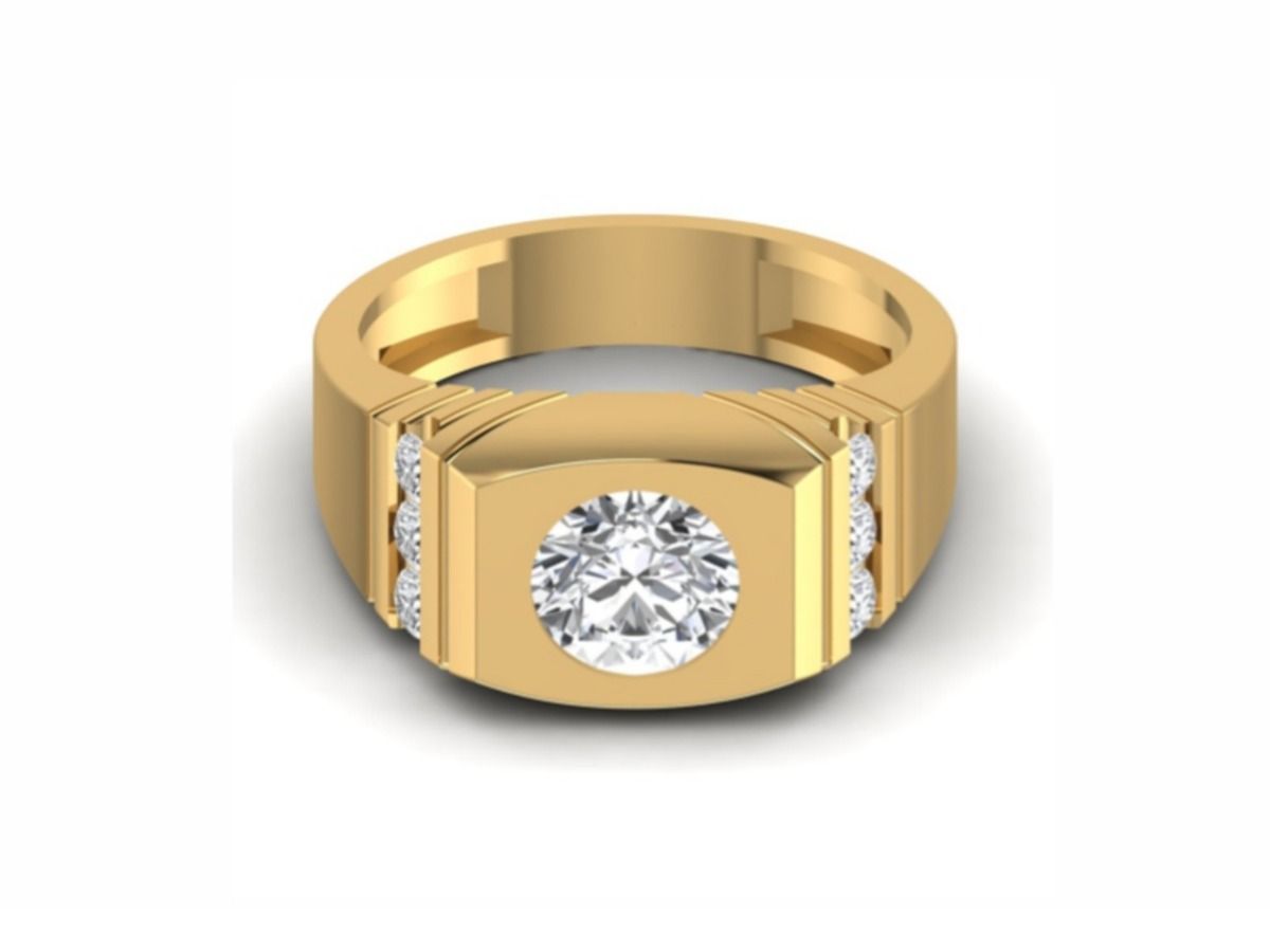 Round center solitaire with clean channel sides — 7.46g gold