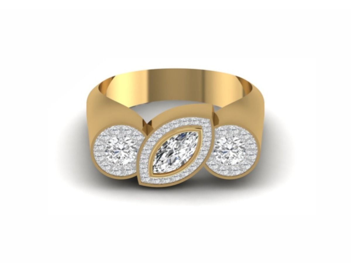 Three-stone with marquise center, bold statement — 11.13g gold