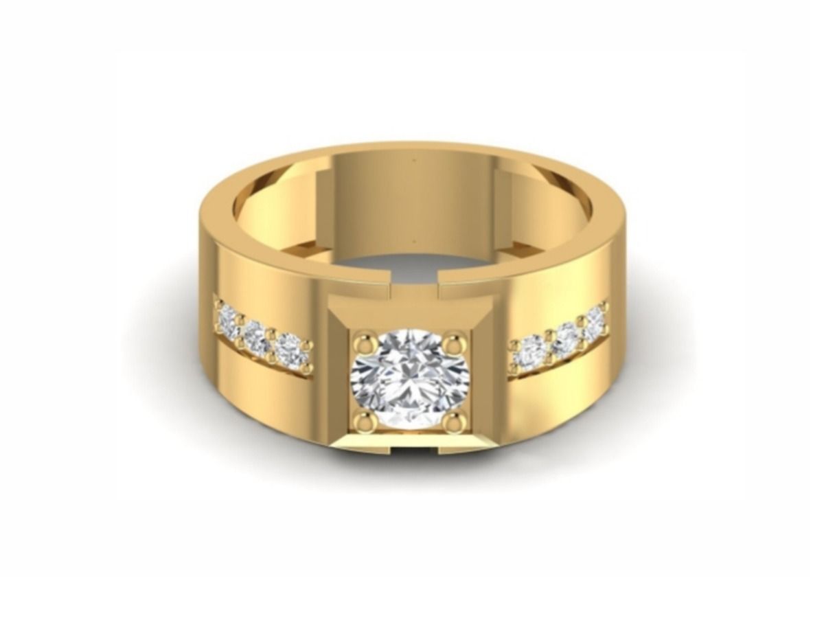 Clean solitaire with pavé channel sides — 8.28g gold