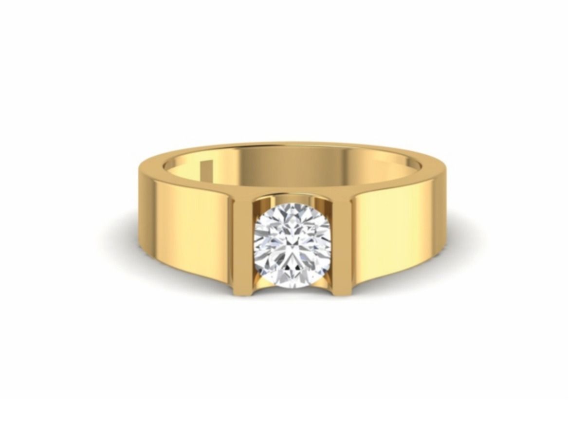 Modern flat bezel solitaire, clean tension style — 3.70g gold