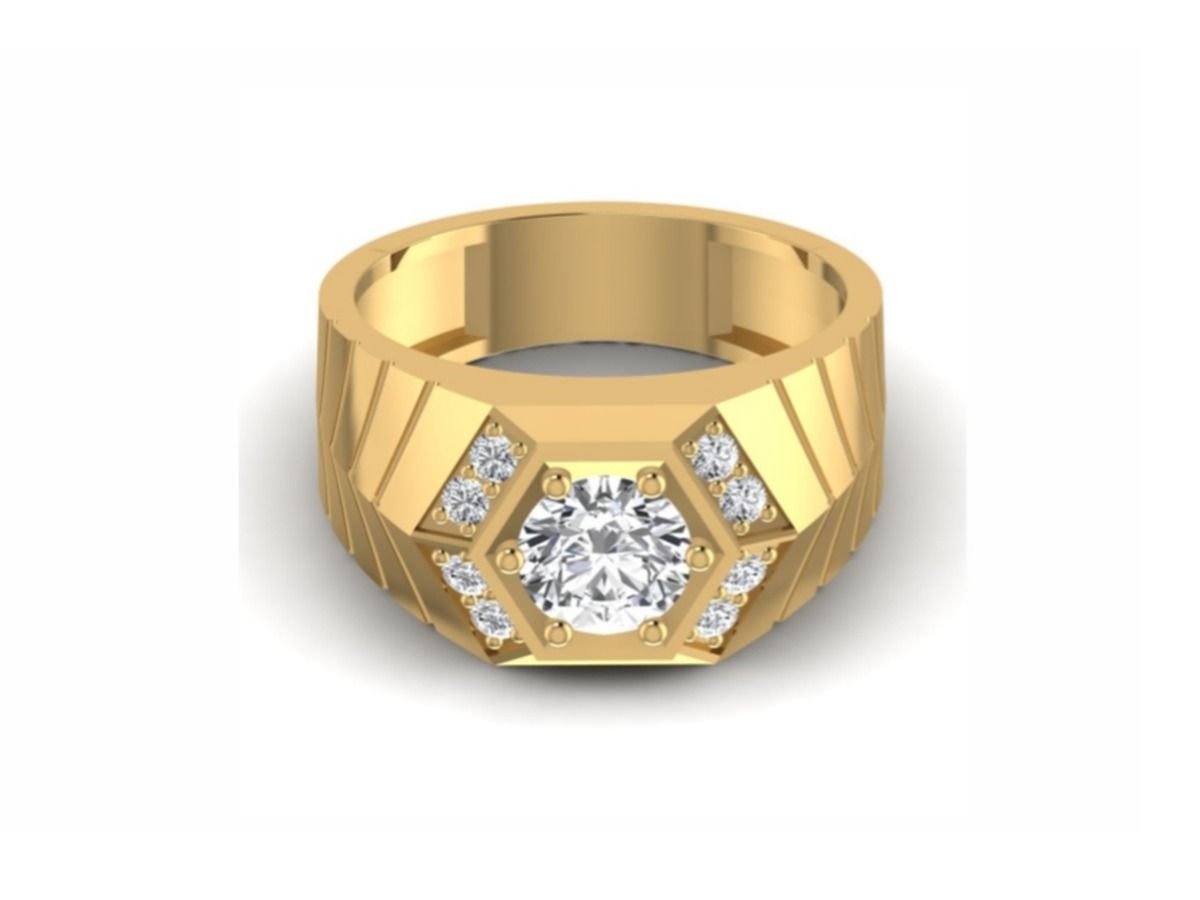 Geometric hexagonal frame, architectural — 7.90g gold