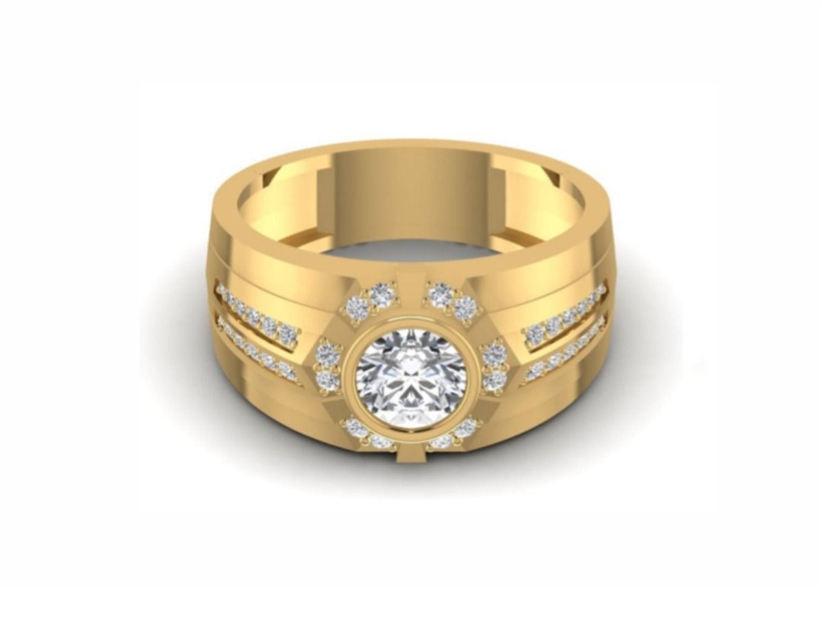 Starburst halo with channel band — 7.30g gold