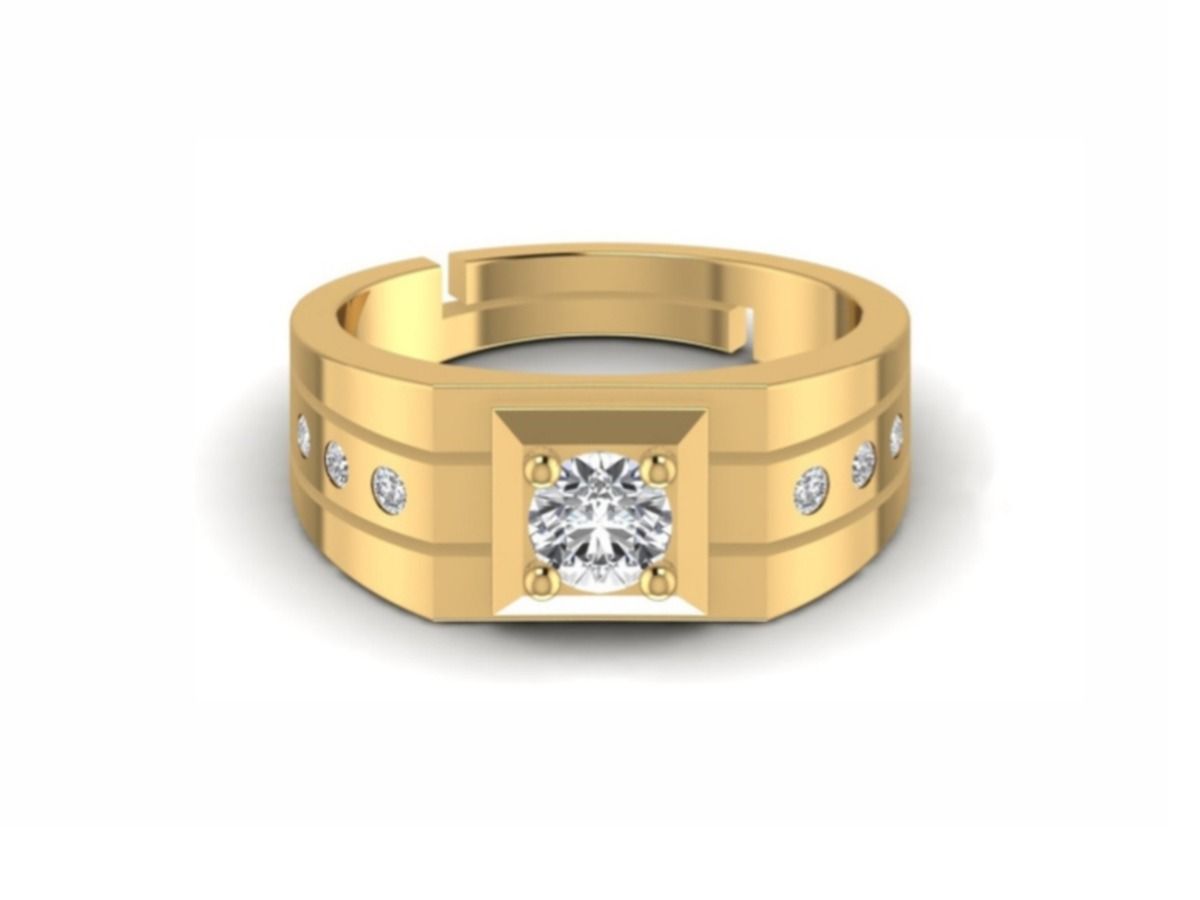 Three-stone geometric bezel, clean modern — 6.84g gold
