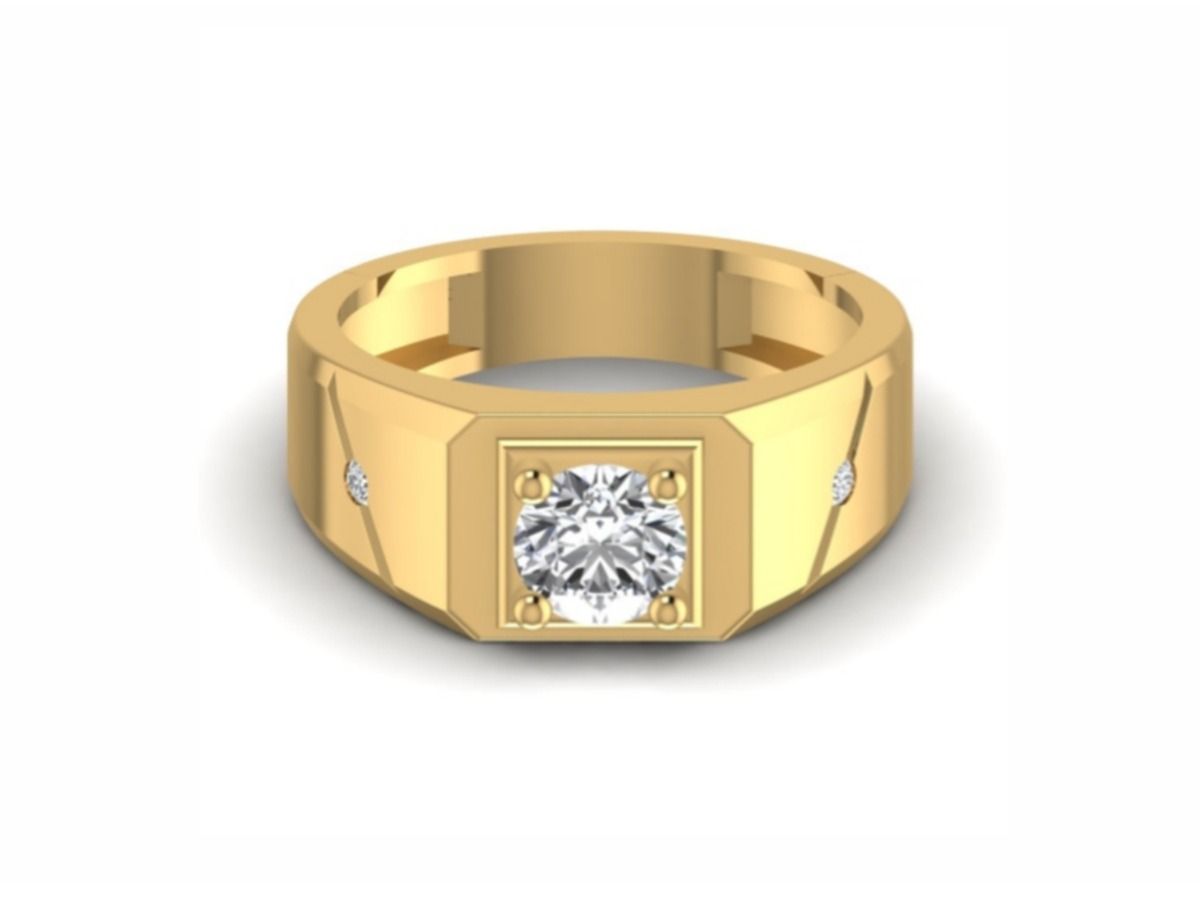 Square frame with round center and side stones — 6.10g gold