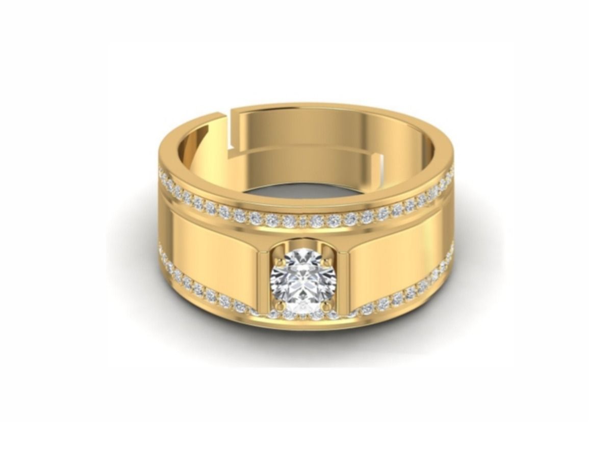 Center solitaire with pavé channel sides — 5.47g gold