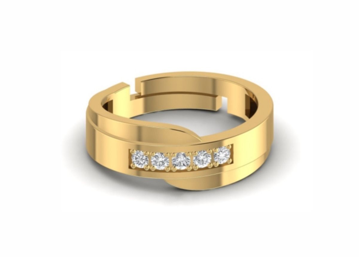 Channel-set 5-stone inline men's band — 4.17g gold