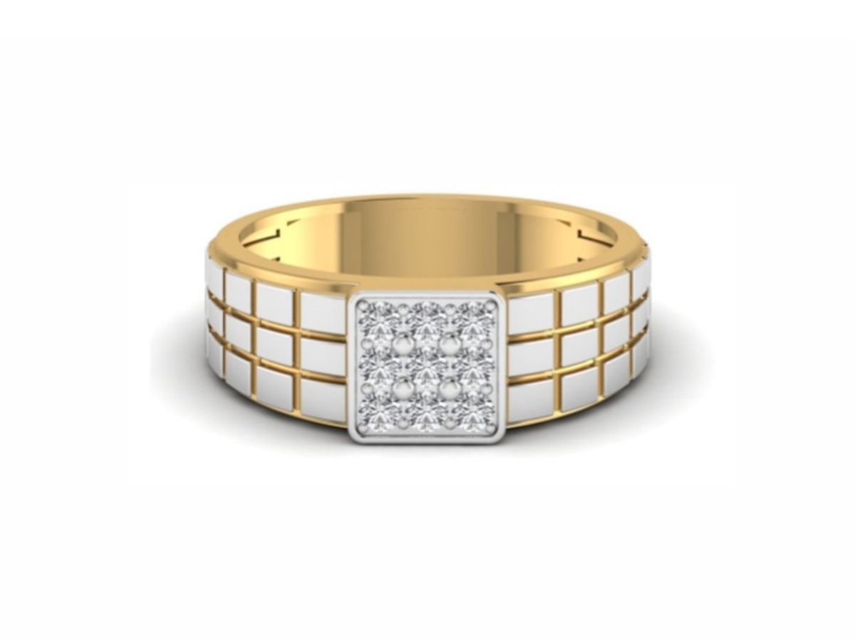 White enamel + gold grid, modern statement — 8.33g gold