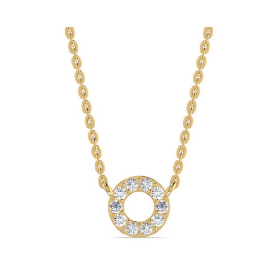 Pavé open-circle pendant on a slim cable chain. — 1.75 GM gold