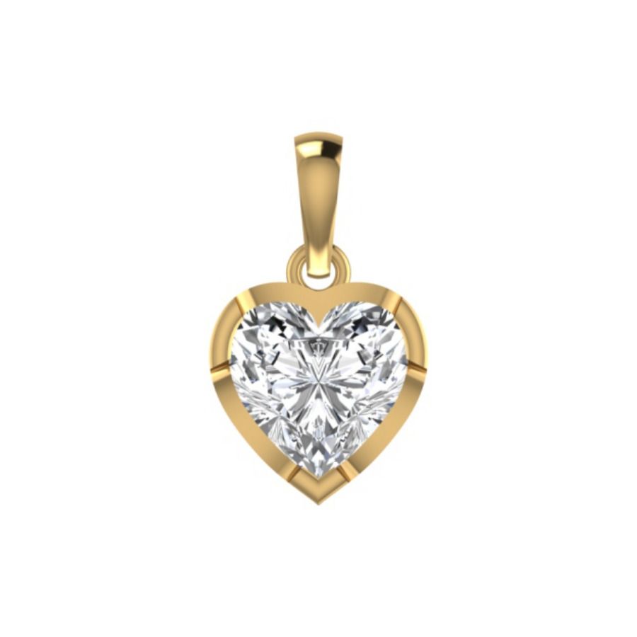 Open-frame pavé heart pendant with prong-set centre diamond. — 1.50 GM gold
