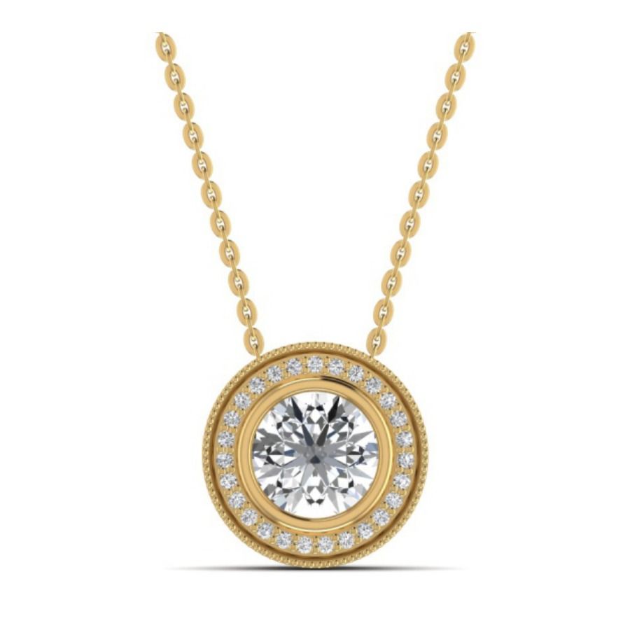 Open lotus silhouette pendant with pavé halo edges. — 3.44 GM gold