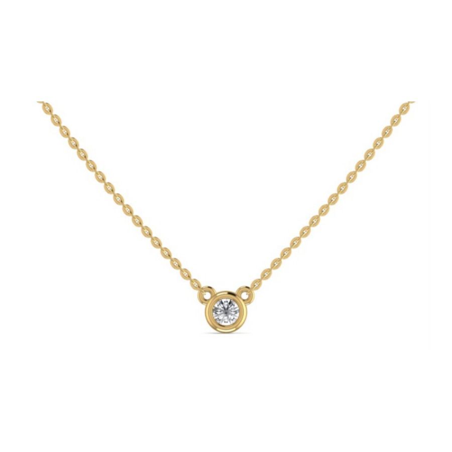 Round solitaire pendant with subtle milgrain border. — 2.24 GM gold