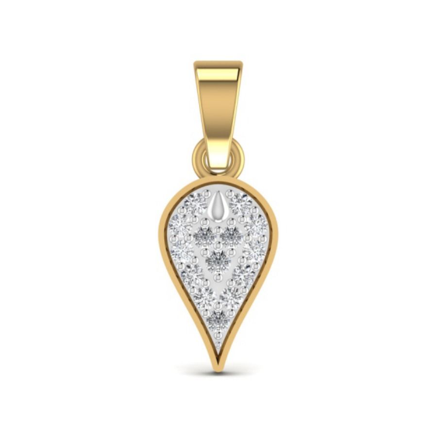 Pavé crescent-moon pendant with delicate gold curve. — 1.00 GM gold