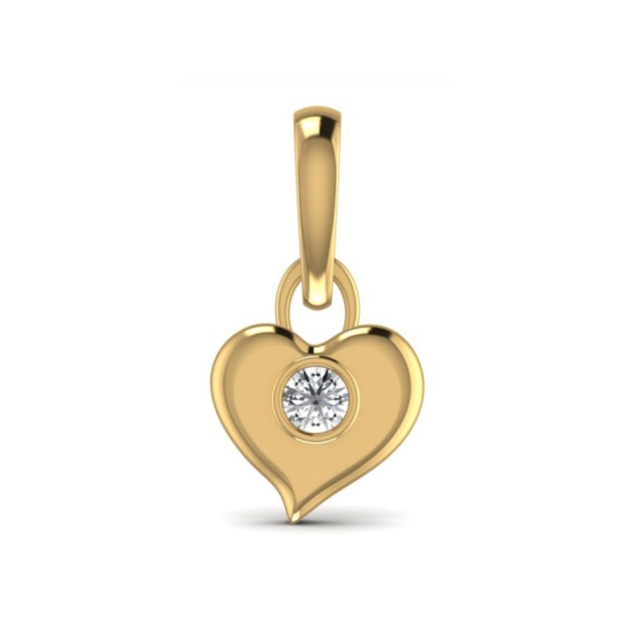 Heart silhouette pendant with single bezel diamond at the curve. — 1.74 GM gold
