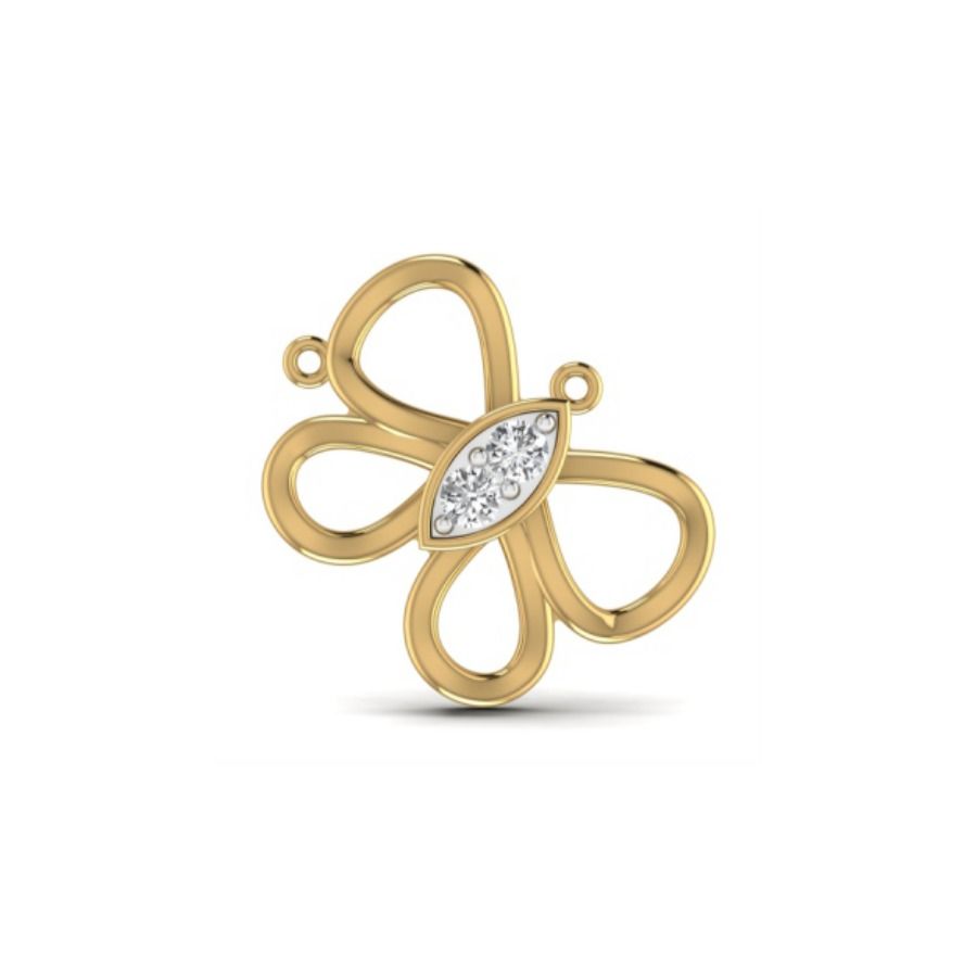 Round halo pendant with twin-loop bail. — 2.00 GM gold
