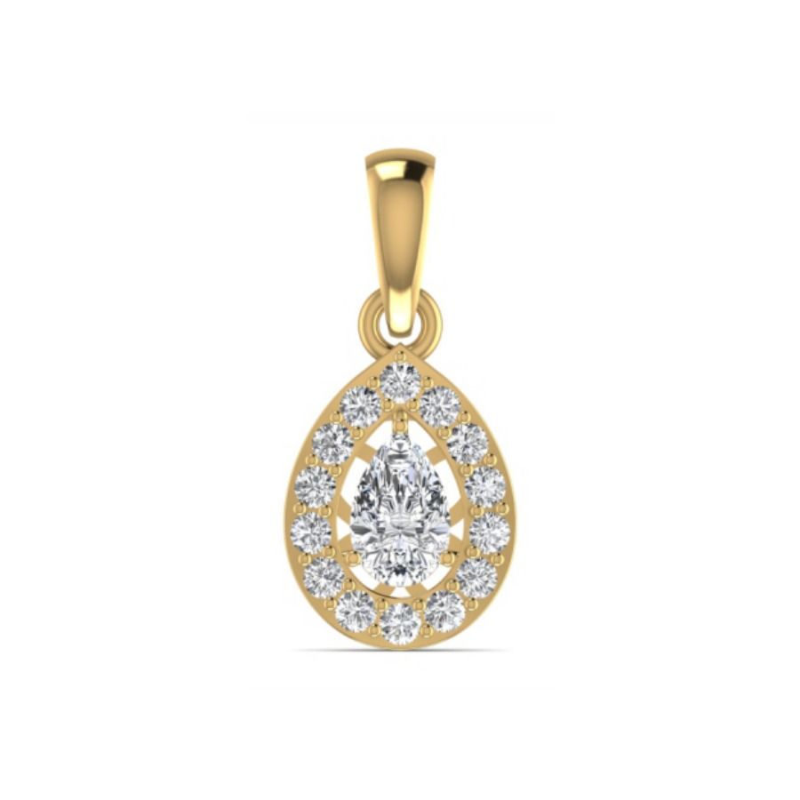 Tilted diamond-shape pendant with pavé inner border. — 1.18 GM gold
