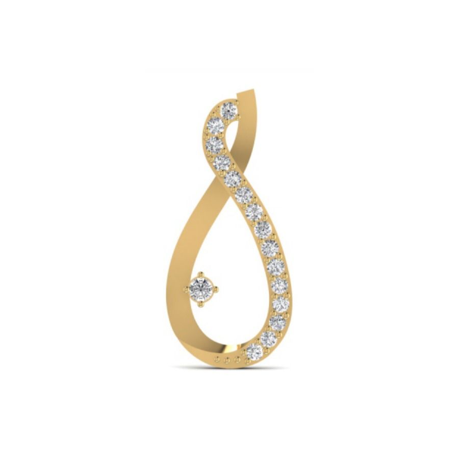 Single bezel-set teardrop pendant on slim cable chain. — 0.80 GM gold