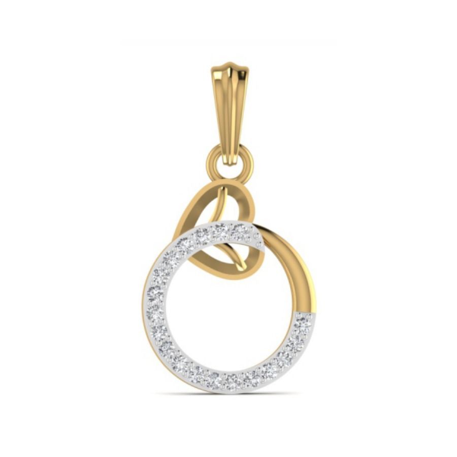 Round halo pendant with subtle cable-bail detail. — 1.50 GM gold