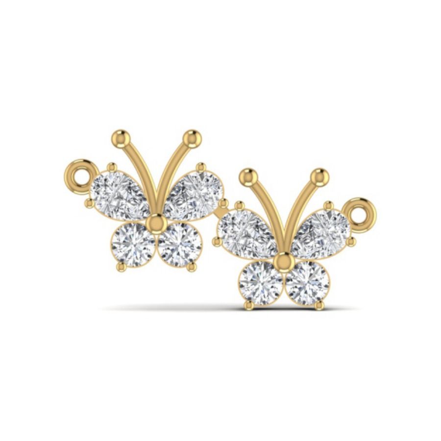 Stylized pavé V pendant with sharp gold lines. — 1.50 GM gold