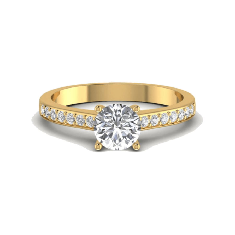 Round Solitaire Ring with Pavé