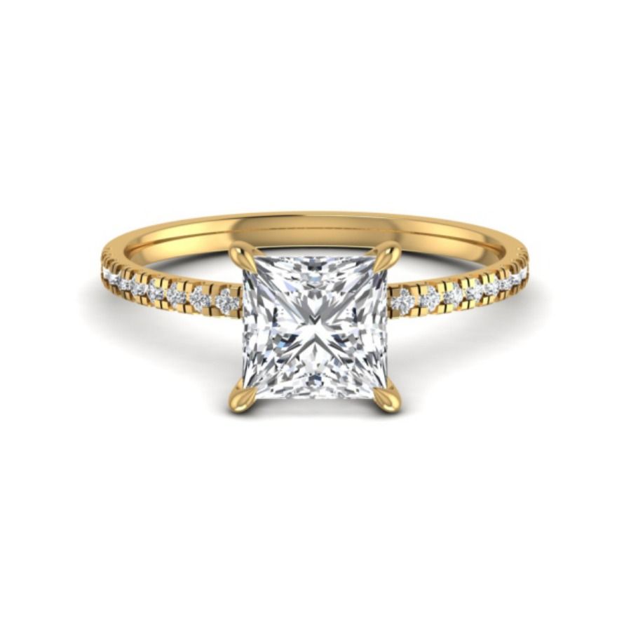 Round halo solitaire ring with pavé surround. — 1.65 GM gold