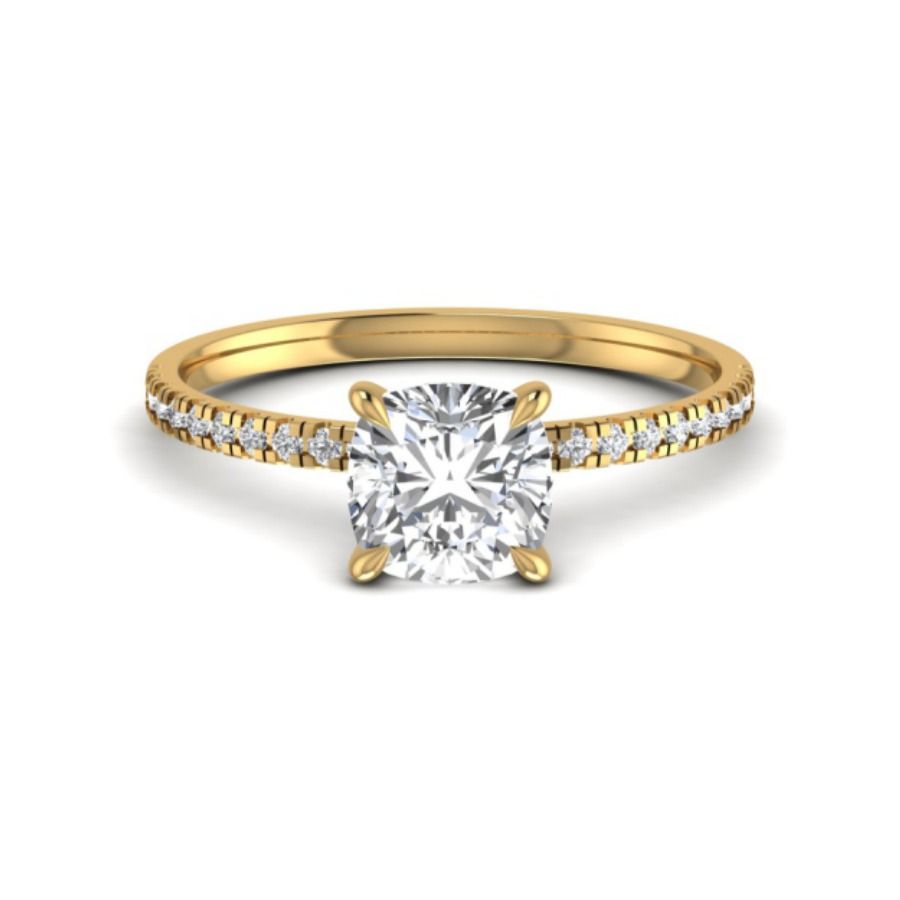 Pavé wedding band with milgrain-edged channel. — 1.59 GM gold