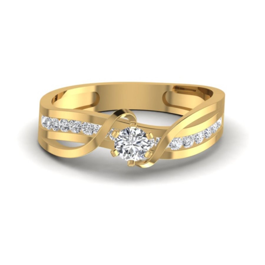 Half-eternity pavé ring with smooth gold underside. — 3.40 GM gold