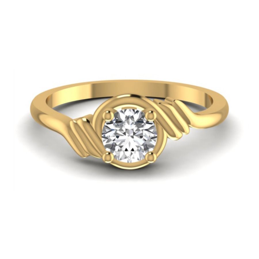 Three-stone round ring with claw-set centre. — 3.61 GM gold