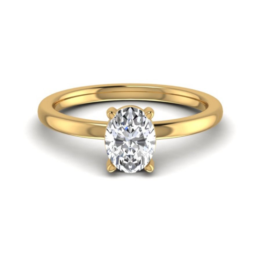 Knife-edge solitaire ring with four-prong setting. — 3.64 GM gold