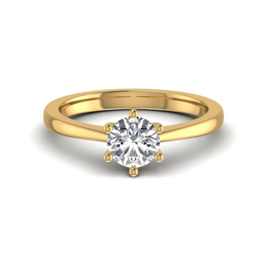 Round halo solitaire ring with smooth narrow shank. — 2.63 GM gold