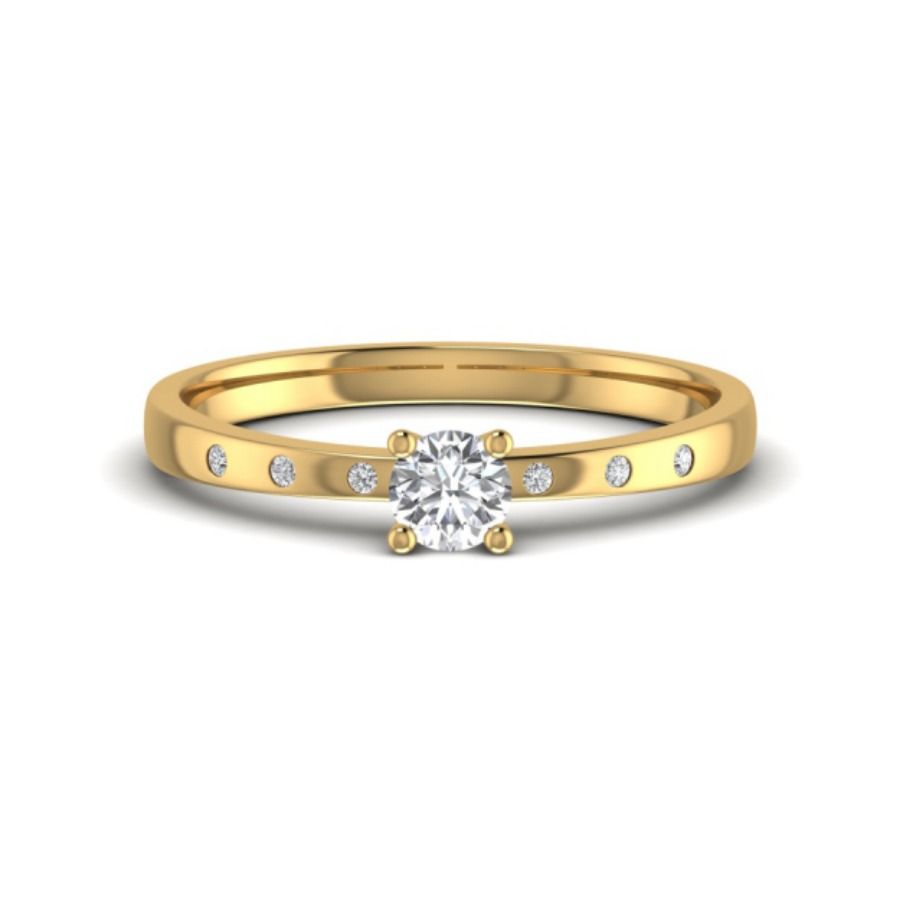 Tiny single-diamond accent ring on polished gold. — 2.45 GM gold