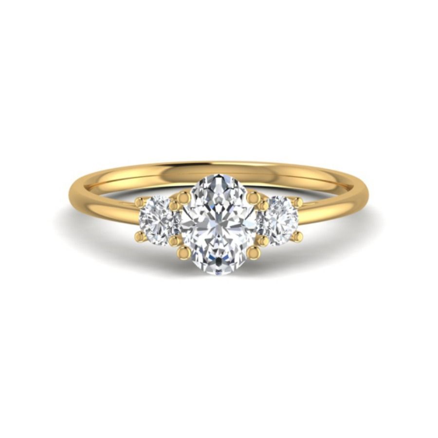 Half-eternity round ring with claw-set diamonds. — 1.87 GM gold