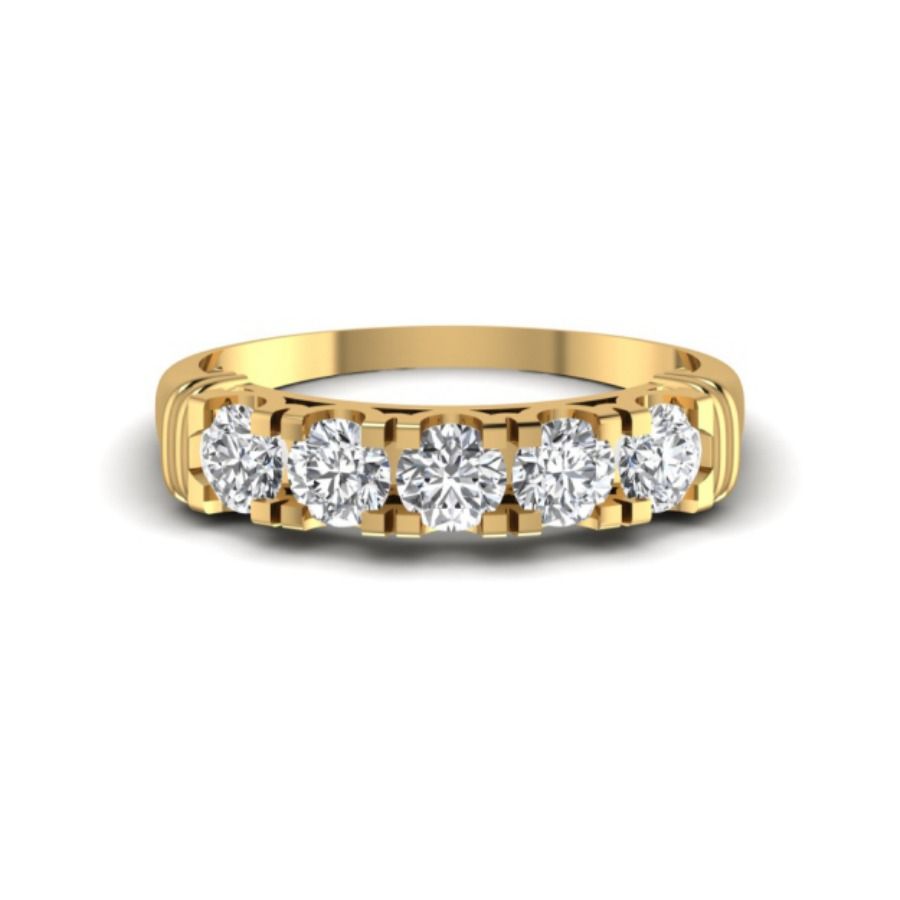 Layered pavé ring with diamond stations and bordered edges. — 2.83 GM gold