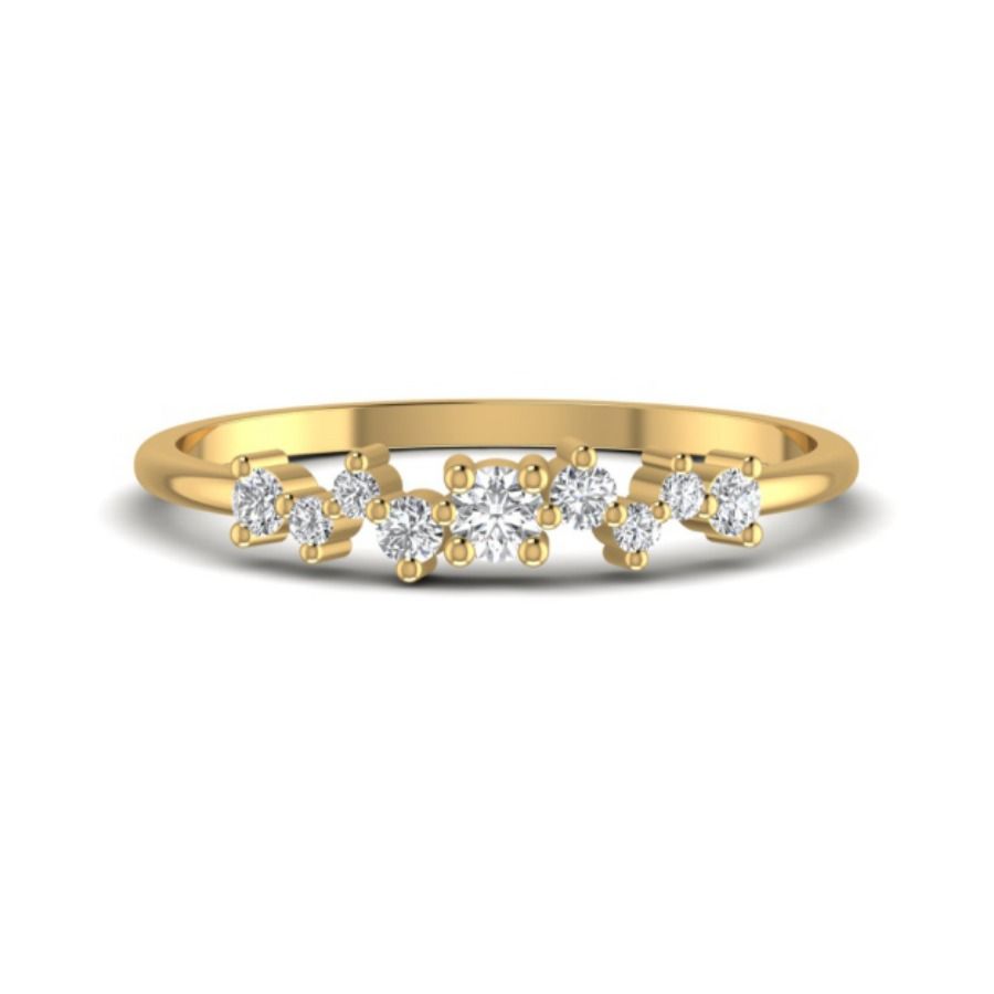 Slim diamond-accent ring on a clean polished band. — 1.58 GM gold